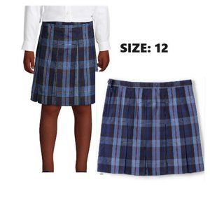 Knee length Blue Box Pleat School Girl Skirt